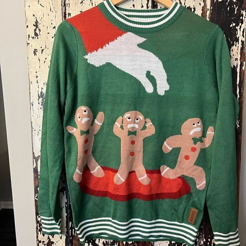 NWT Tipsy Elves Ugly Christmas Sweater Gingerbread Nightmare size L. Holiday.